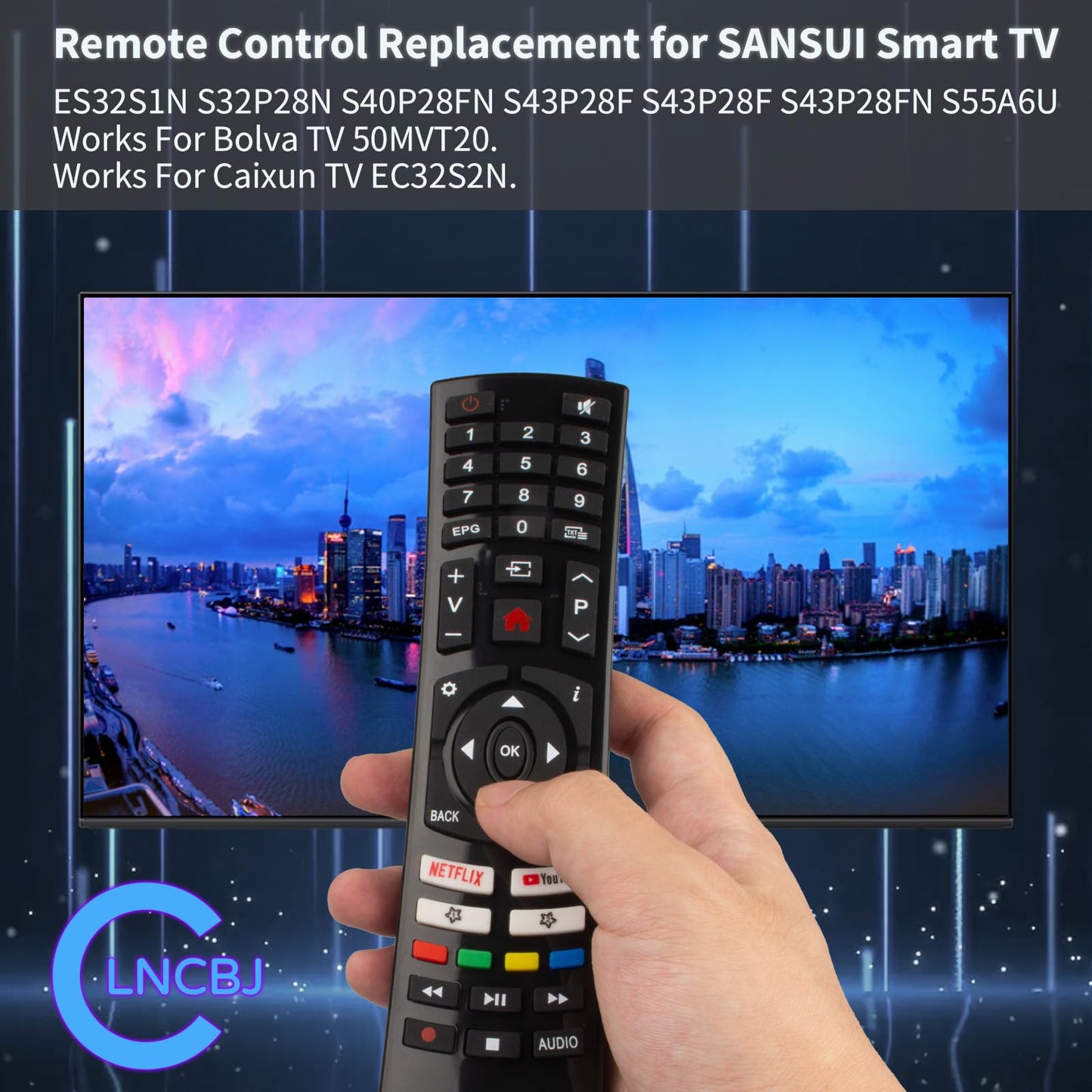EC32S1N Remote for SANSUI TV Remote Replacement and for Caixun TV Remote- ES32S1N Replacement Remote for SANSUI TV S32P28N S40P28FN with Netflix