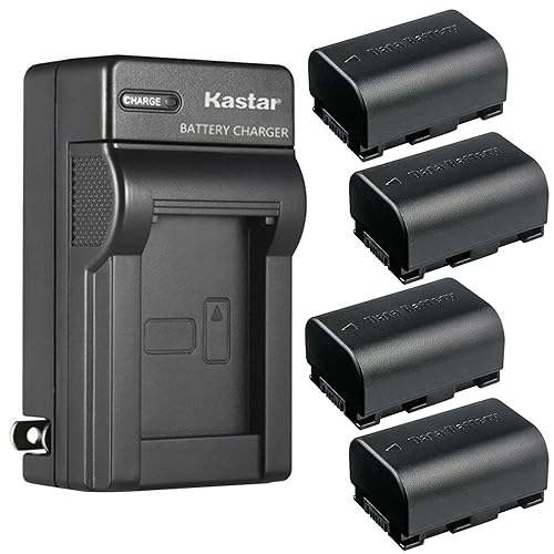 Kastar 4-Pack Battery and AC Wall Charger Replacement for JVC GZ-MS250BUS GZ-MS250U GZ-HM30 GZ-HM30BU GZ-HM30U GZ-HM33 GZ-HM35 GZ-HM35U GZ-HM40
