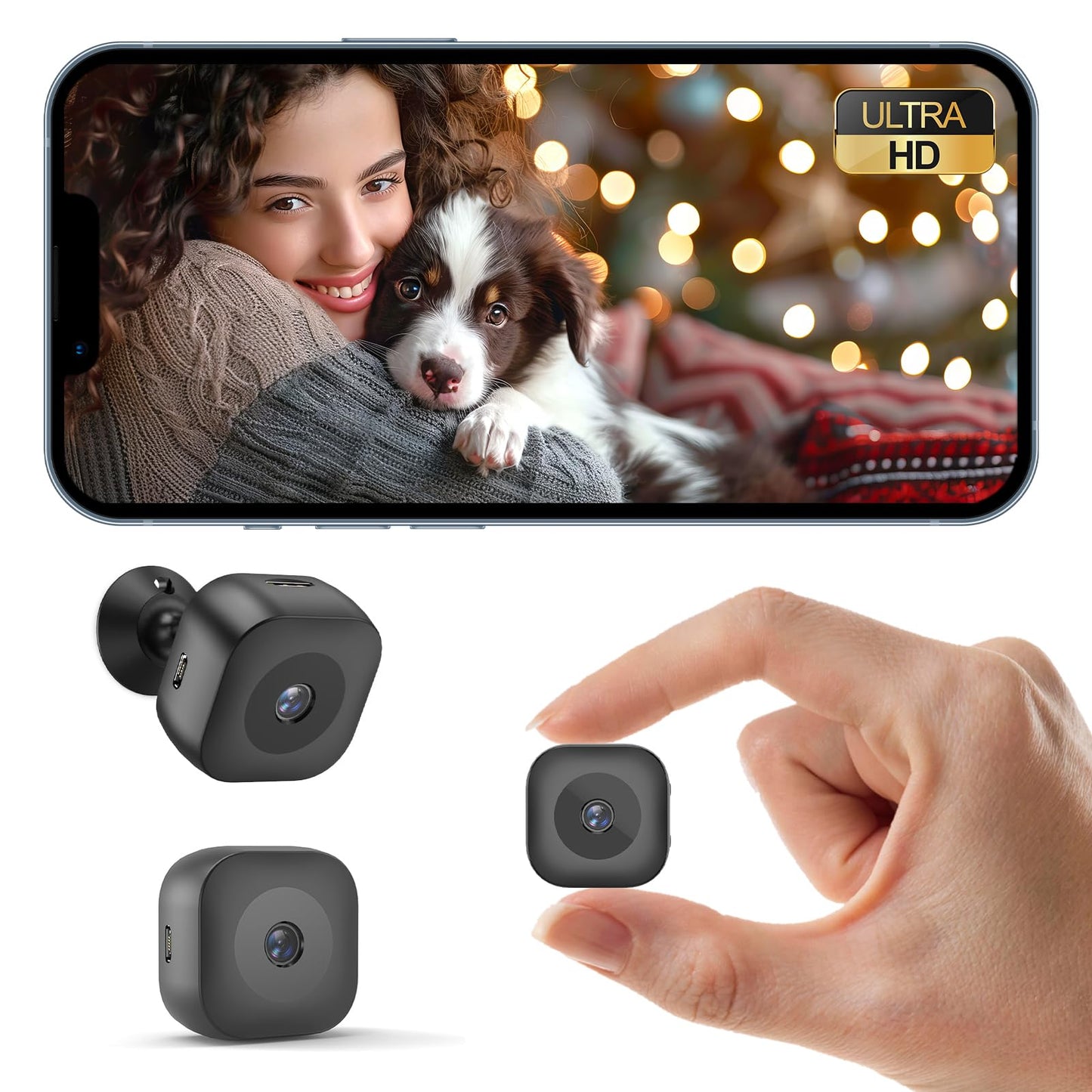 Hidden Camera,4K Mini Camera with AI Motion Detection, No Glow Auto Night Vision,Support Cloud & TF Storage,24/7 Nanny Cam Wireless Surveillance