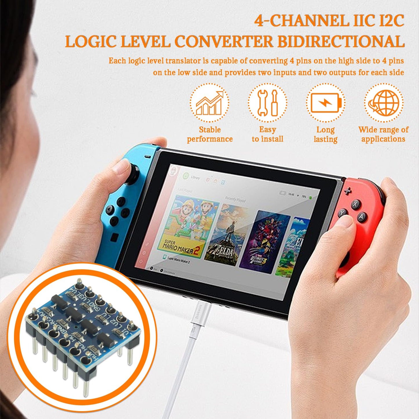 HUAREW IIC I2C Logic Level Converter Bi-Directional Module with 4 Way Channels 5V to 3V Shifter Compatible with Arduino(12 pcs)