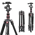 BONFOTO B690A Camera Tripod for Travel,Lightweight Aluminum Portable DSLR Tripod with 360 Degree Ball Head and Carry Bag, Camera Stand for Ring Light