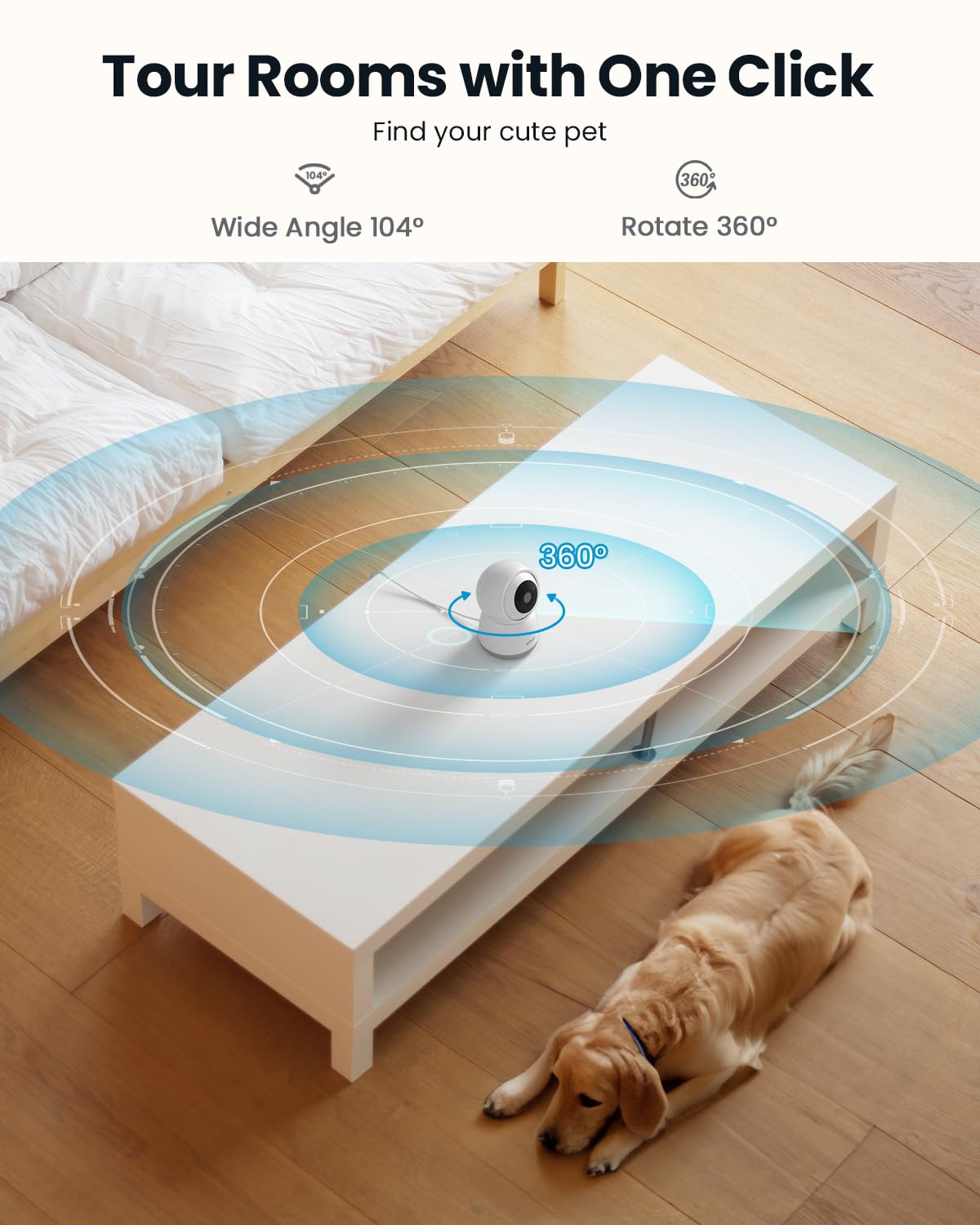 ieGeek Indoor Camera, 2K Cameras for Home Security, 5G Security Camera Indoor, 360° Pet/Dog/Baby Camera with Phone App, AI Tracking, 2-Way Audio