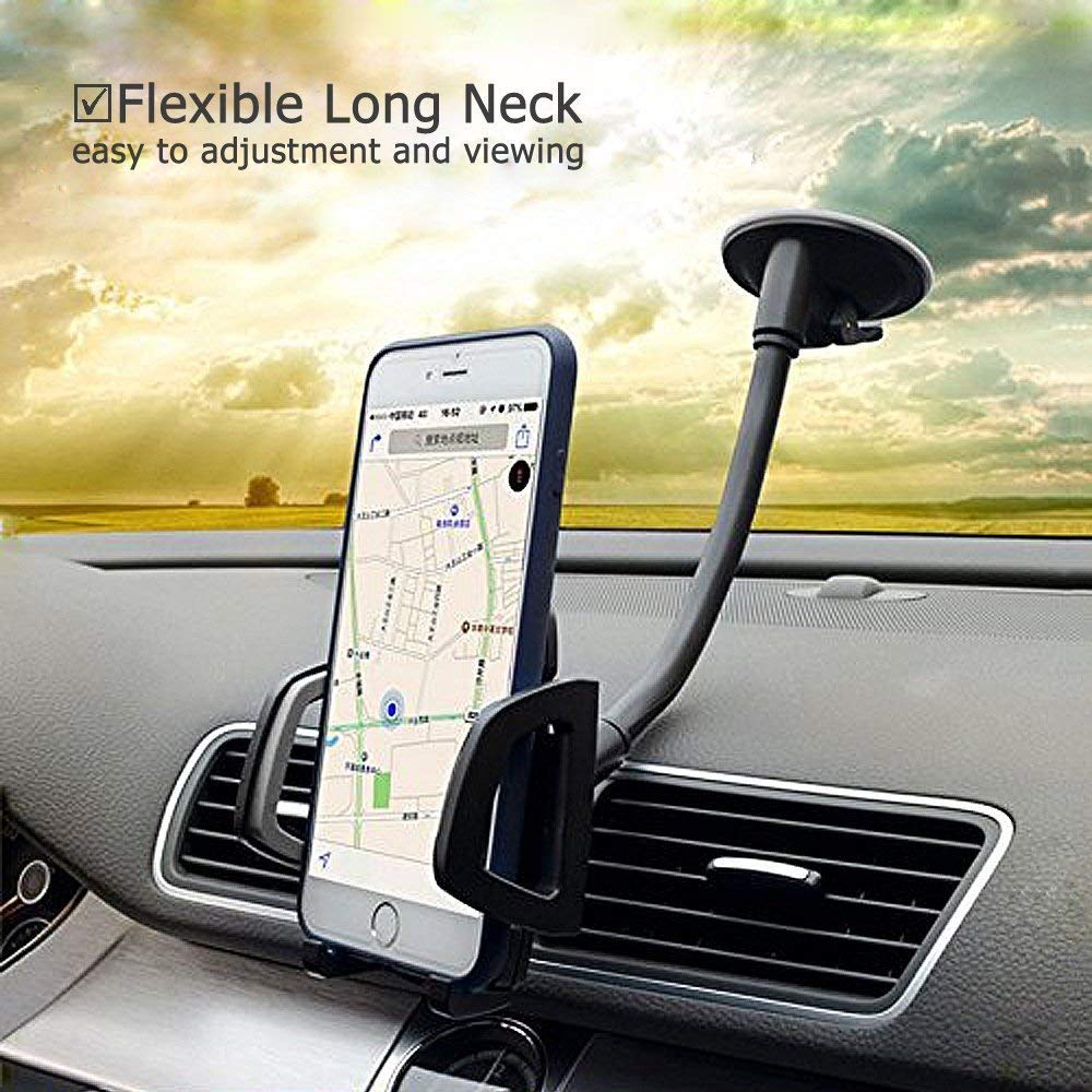 Vansky Car Phone Holder Mount, 3-in-1 Universal Cell Phone Holder Car Air Vent Holder Dashboard Mount Windshield Mount Fit for iPhone 17 16 15 14 13