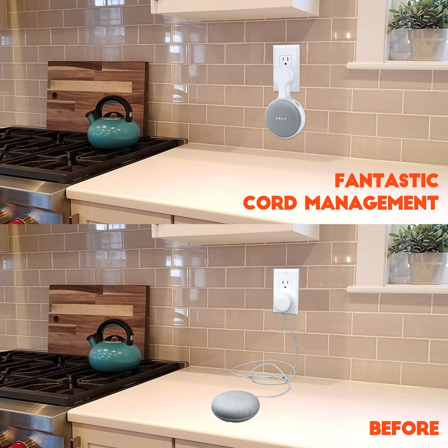 AMORTEK Outlet Wall Mount Holder for Google Home Nest Mini (1st & 2nd Generation), A Space-Saving Accessories for Google Home Mini Voice Assistant