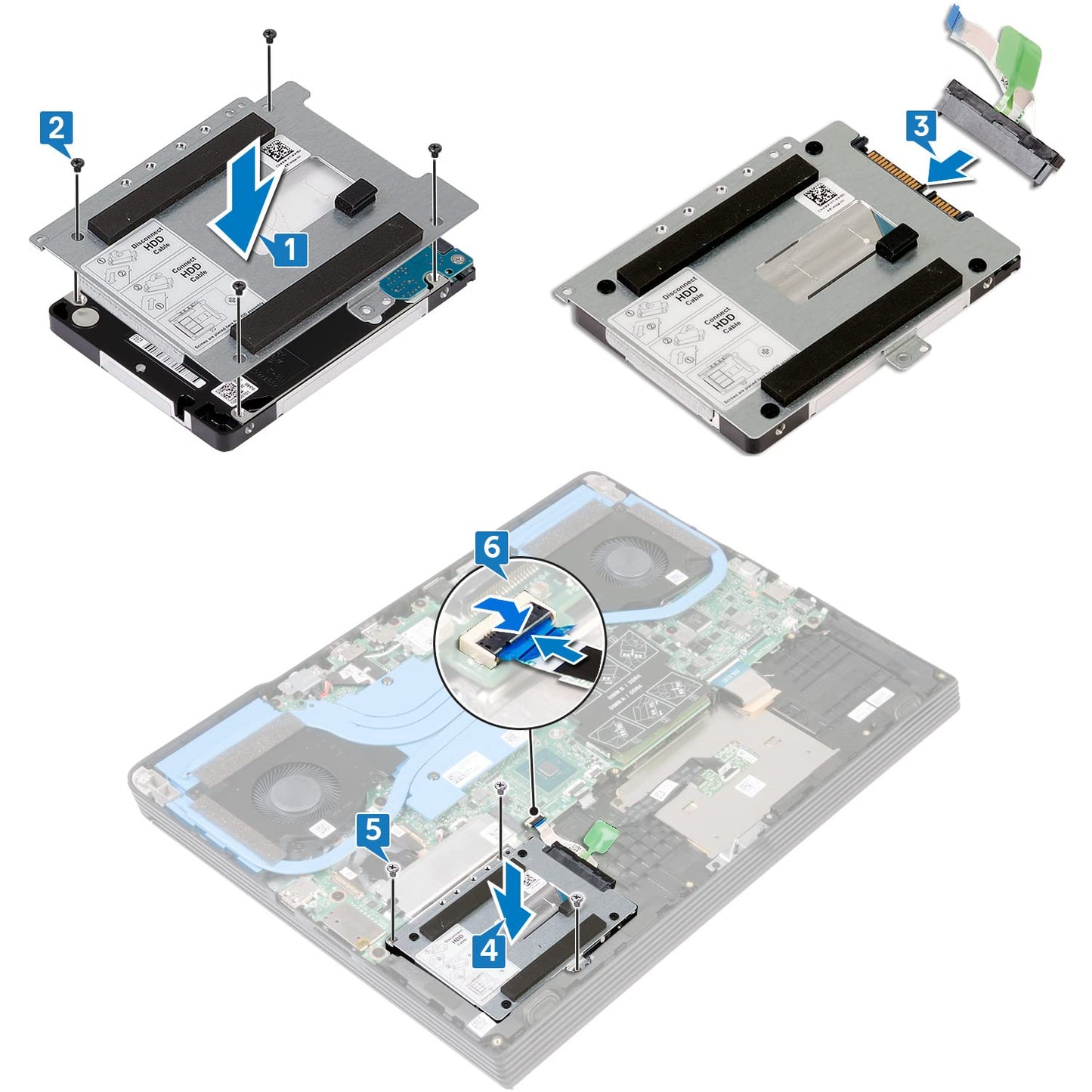 Deal4GO SATA Hard Drive Cable J86N0 0J86N0 w/ 2.5" HDD Caddy Bracket MM1KT 0MM1KT Replacement for Dell G5 15 5590 G7 17 7790 7590