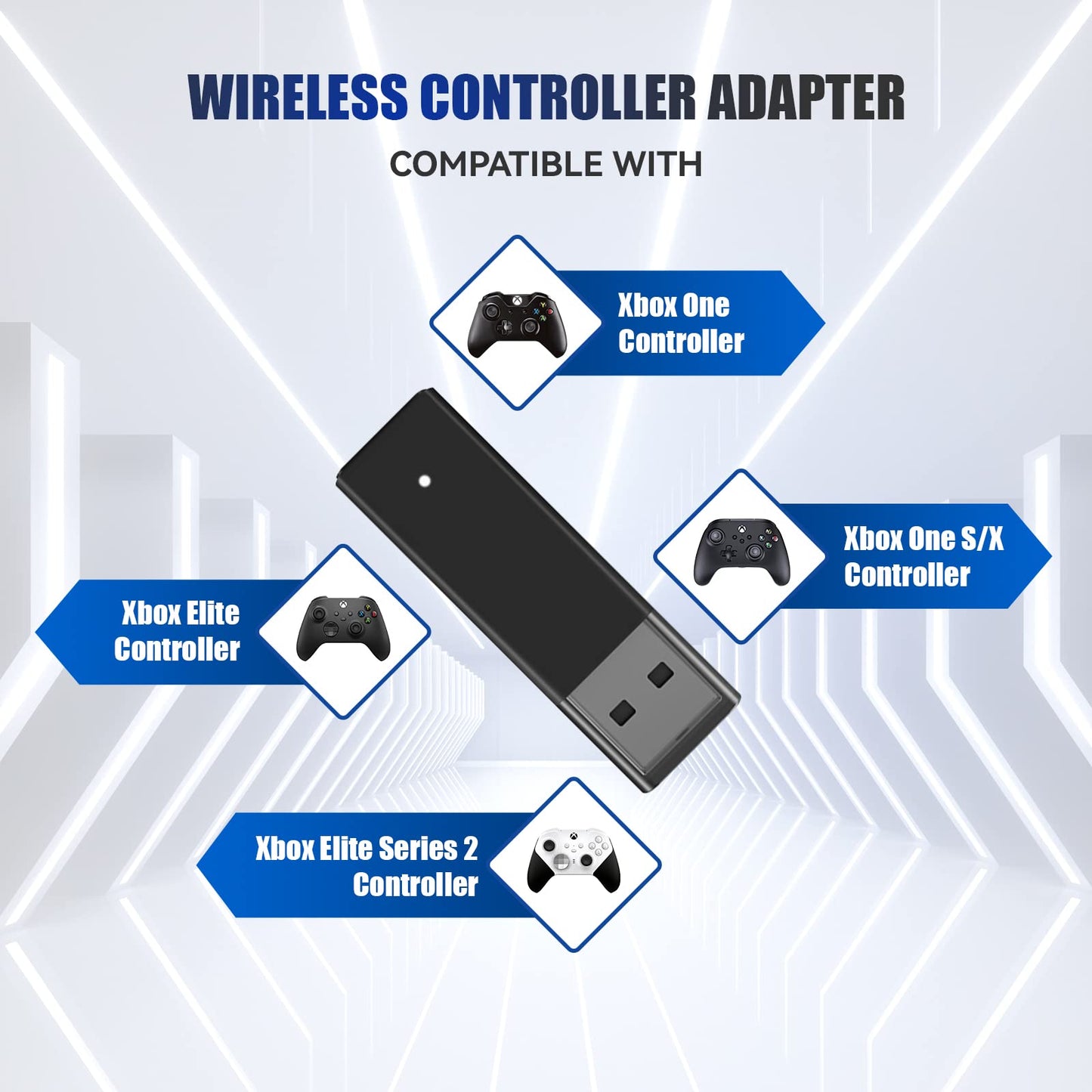Xbox Wireless Adapter for PC & Controller - Compatible with Xbox One, One X|S, Elite, Series X|S