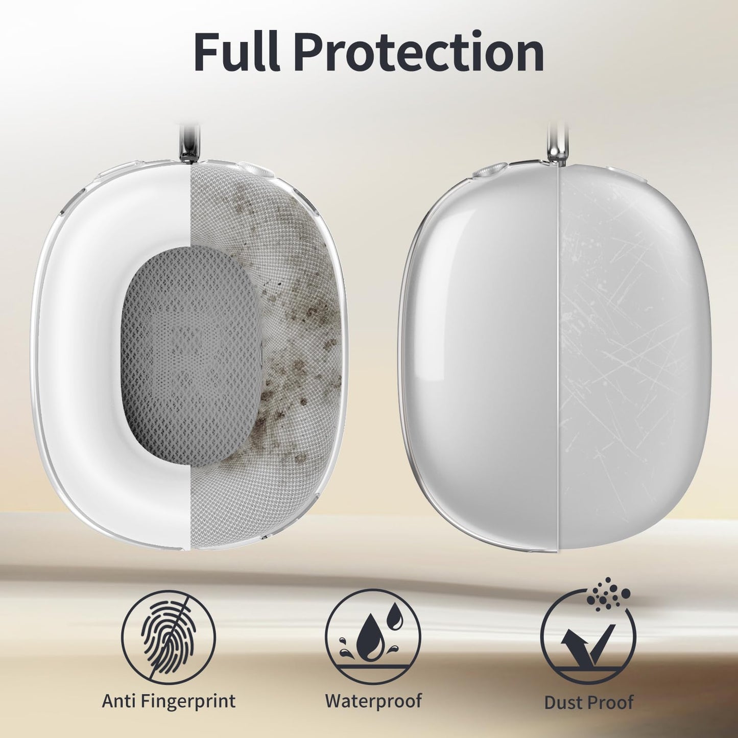 Fintie Case for AirPods Max 2 (2026) and AirPods Max 1 (2020/2024), Clear TPU Ear Cup Cover, Silicone Ear Pad and Headband Cover, Skin Protector