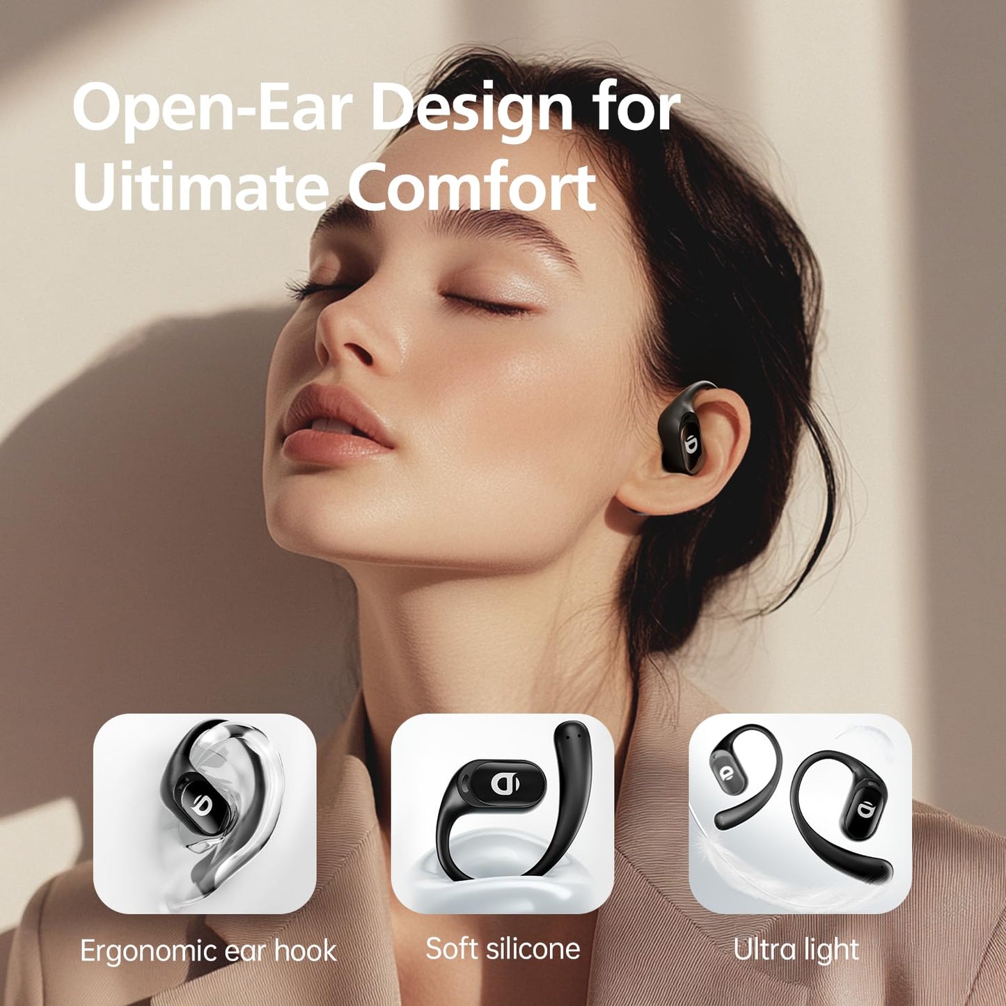 Yistao Open Ear Headphones with 35 Hours Playtime, True Wireless Air Conduction Earbuds Featuring Ear Hooks, Bluetooth 5.3, IPX6 Waterproof Design…