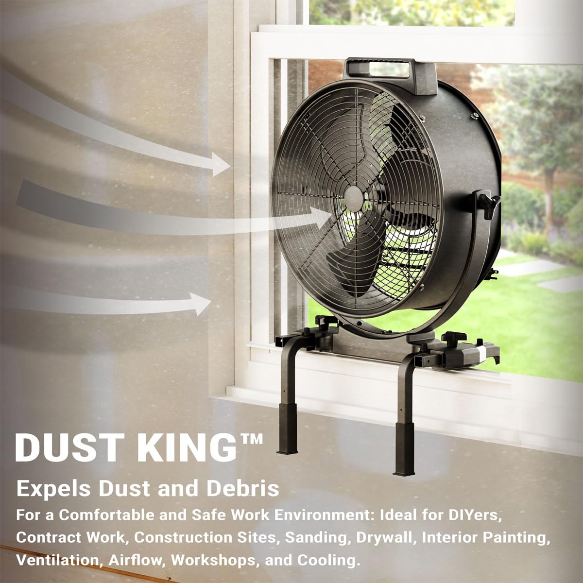 BLOTEK W58352 16-Inch Dust King High Velocity Floor, Exhaust, or Blower Fan, Black, 3-Speed, 270-Degree Adjustable Tilt, IP64 Waterproof, Ideal