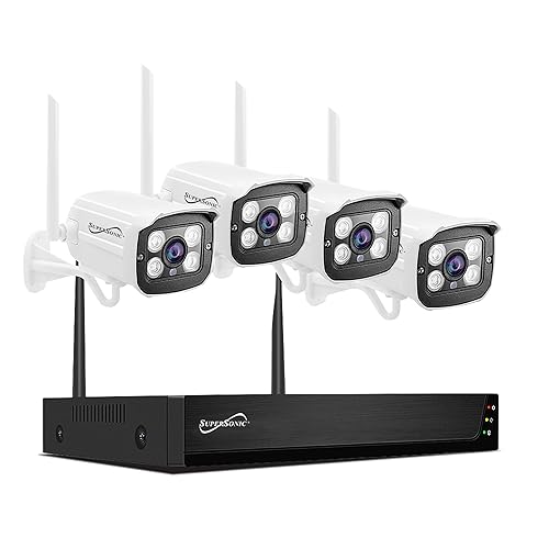 Supersonic SC-5004NVR 4CH 1080P Security Camera System WiFi, Waterproof, 2-Way Audio, Night Vision, App Remote Access, HDMI/VGA Output, 6TB HDD