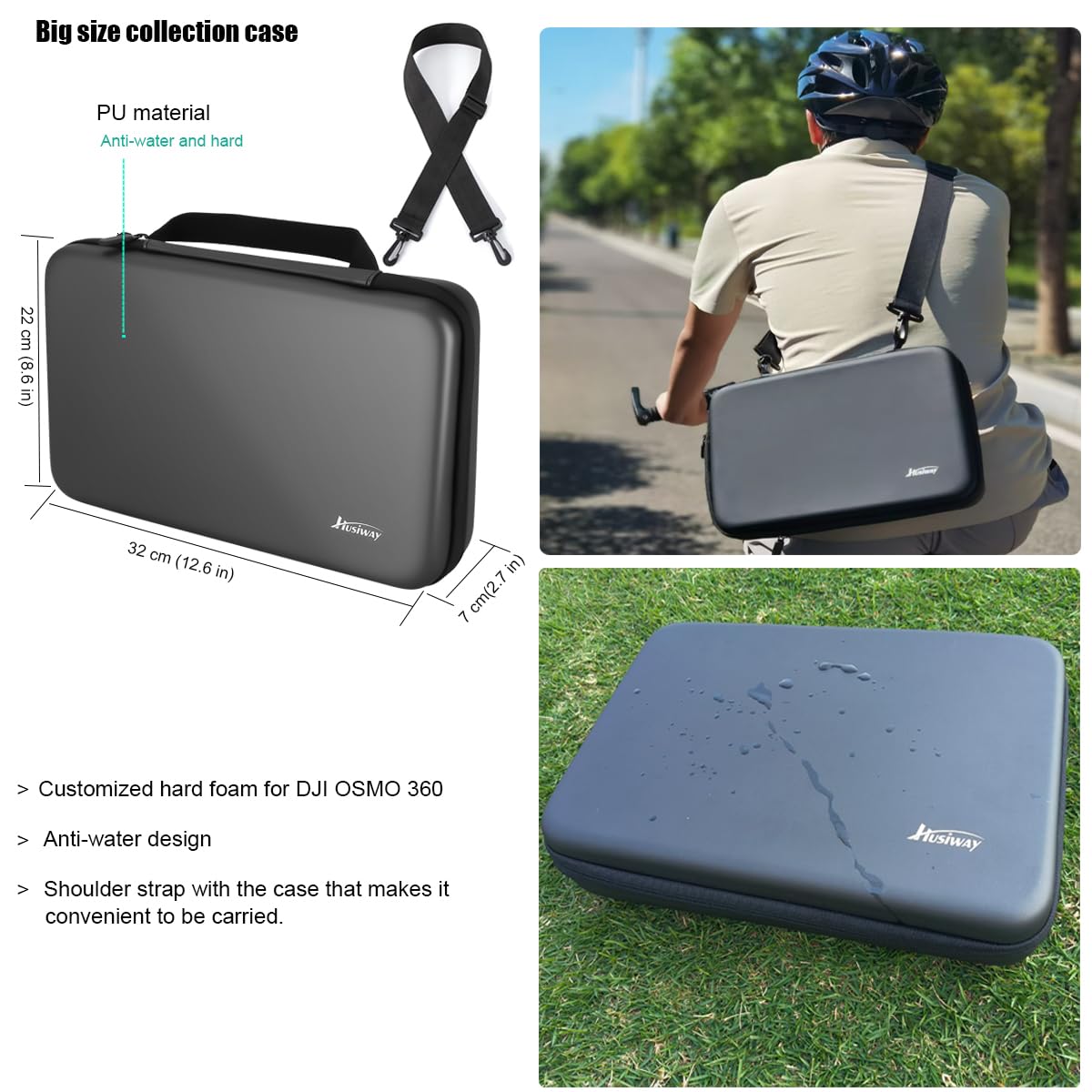 Husiway Accessory Kit for DJI Osmo 360 Magnetic Mount Bundle with Carrying Case Selfie Stick Glass Screen Protector Silicone Case Head/Chest Strap
