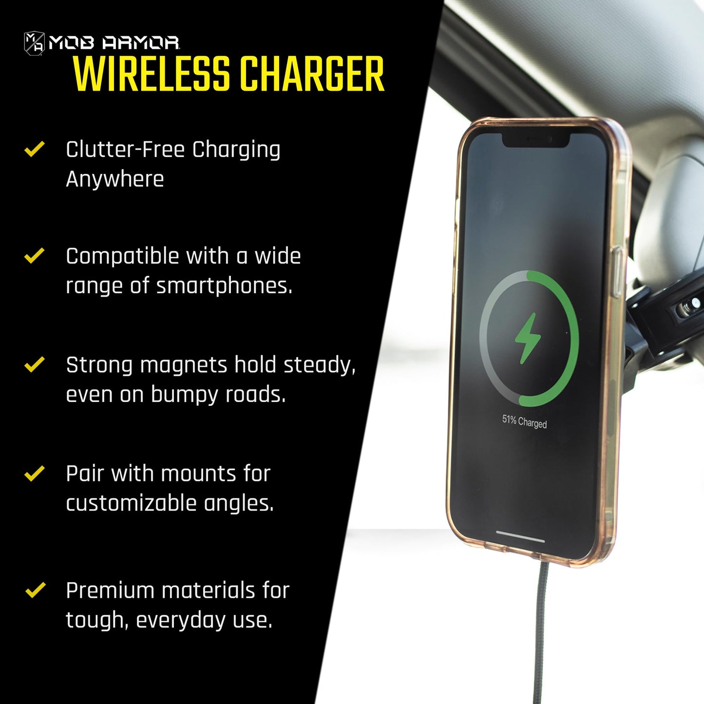 Mob Armor Flex Magnetic Wireless Charger - Magnet Phone Charger for Car, Wireless Charging Station for iPhone & Android - Christmas, White Elephant