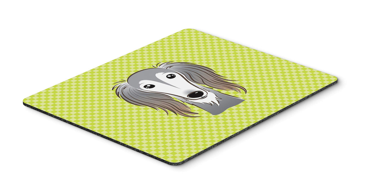 Caroline's Treasures BB1291MP Checkerboard Lime Green Saluki Mouse Pad, Hot Pad or Trivet for Home Office Gaming Working Computers Laptop Mouse