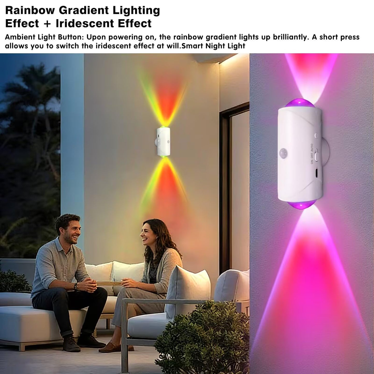 LED Wireless Wall Sconce with Color Changing, Motion Sensor Light Indoor, 1500mAh Rechargeable Battery Operated Wall Sconces for Bedroom Bedside