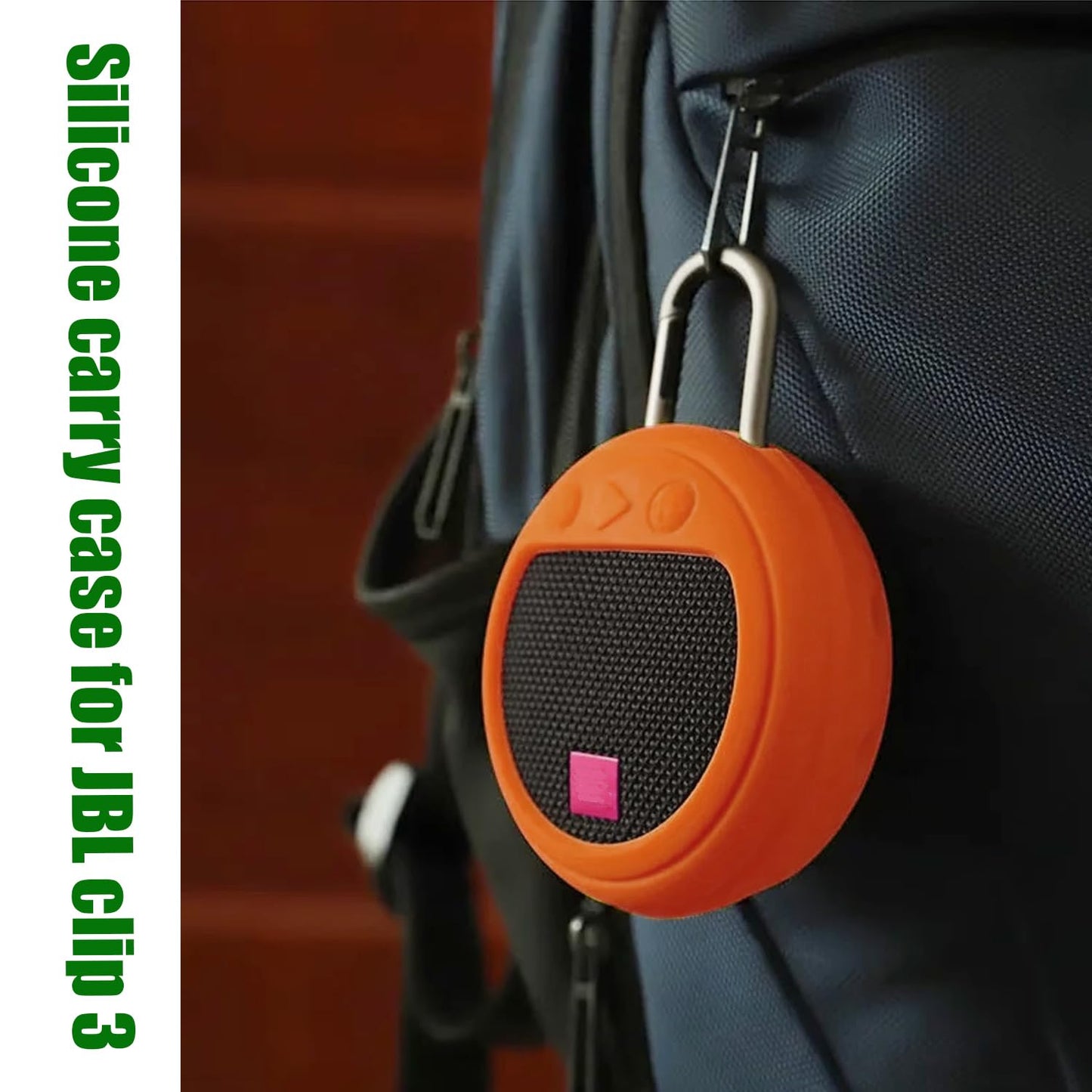 NSHOLSTAME Silicone Case Compatible with Clip 3 Speaker,Carrying Case for Clip 3 Waterproof Portable Speaker (Orange)