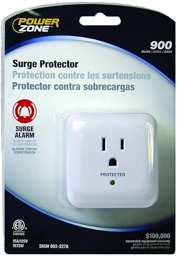 Powerzone OR802105 Surge PROTECTOR Tap, 125 V, 15 A, 1 Outlet