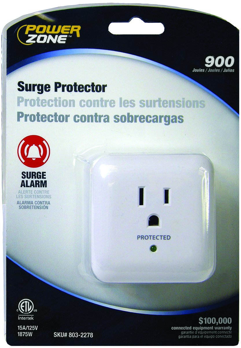 Powerzone OR802105 Surge PROTECTOR Tap, 125 V, 15 A, 1 Outlet