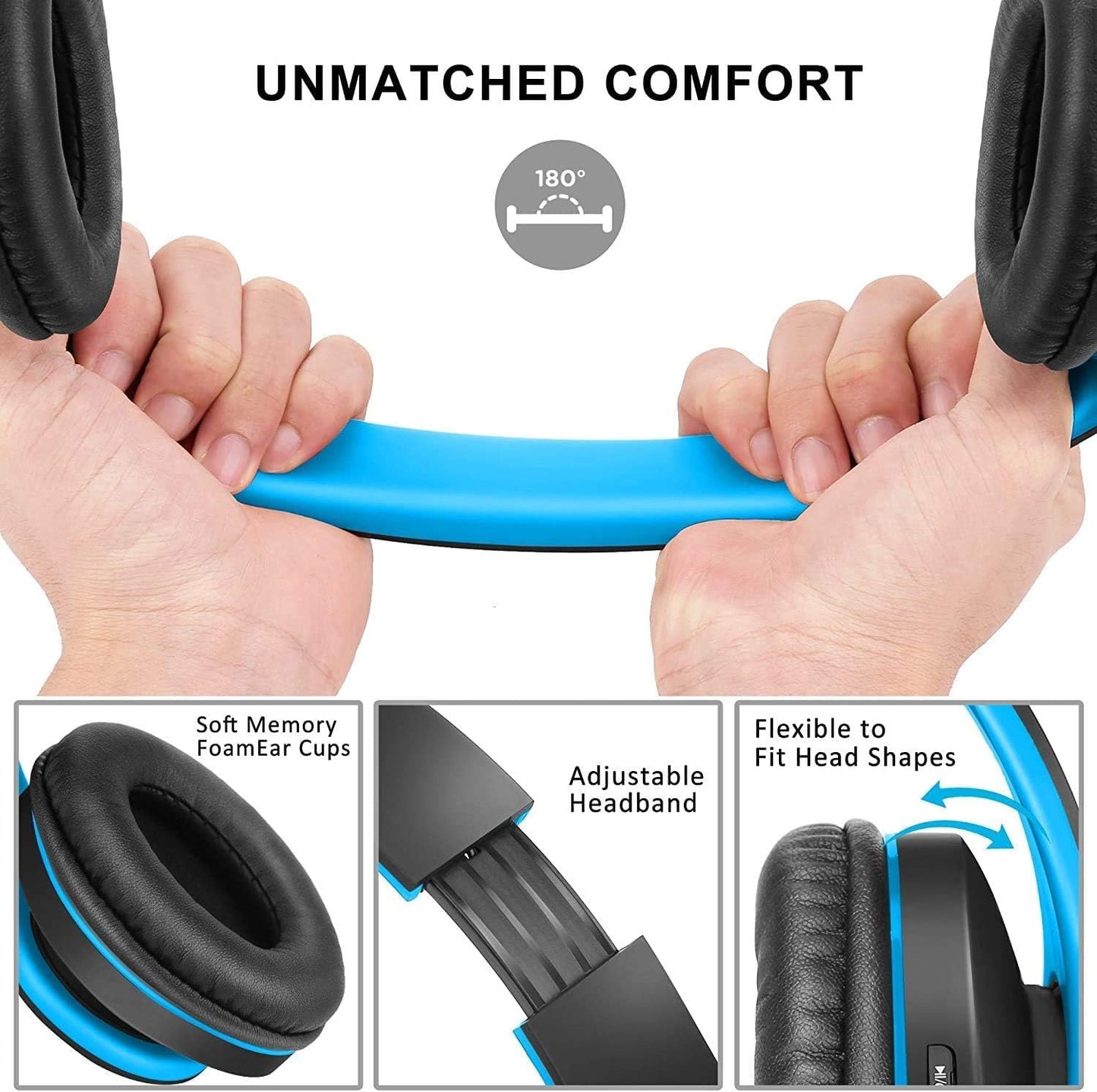 ZIHNIC Bluetooth Headphones Over-Ear, Foldable Wireless and Wired Stereo Headset Micro SD/TF, FM for Cell Phone,PC,Soft Earmuffs &Light Weight…