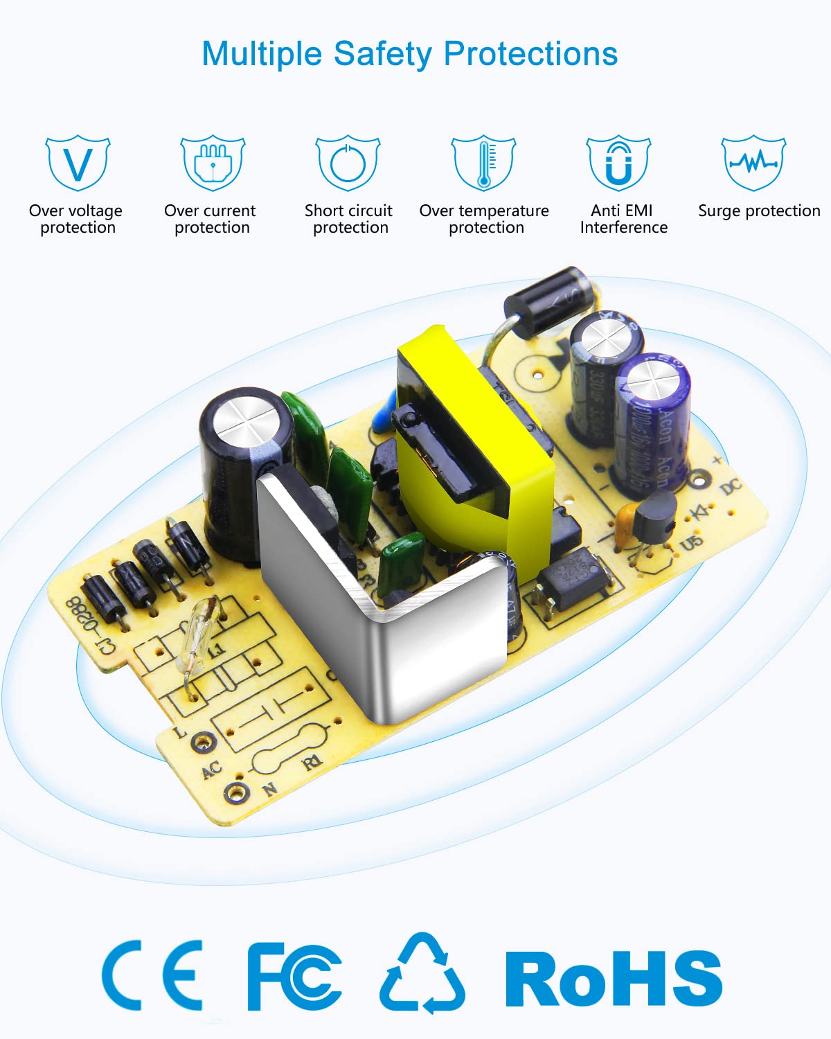 ALITOVE 5V 3A 15W AC 100V~240V to DC Power Supply Adapter Converter 5.5X 2.5mm 5.5x2.1mm Plug for WS2812B WS2811 WS2801 SK6812 LED Pixel Strip Light…