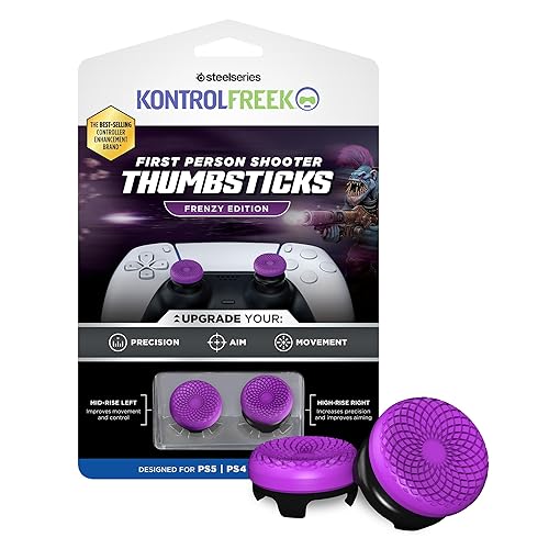 KontrolFreek FPS Freek Frenzy for PlayStation 5 (PS5) and PlayStation 4 (PS4) Controller | Performance Thumbsticks | 1 High-Rise, 1 Mid-Rise |