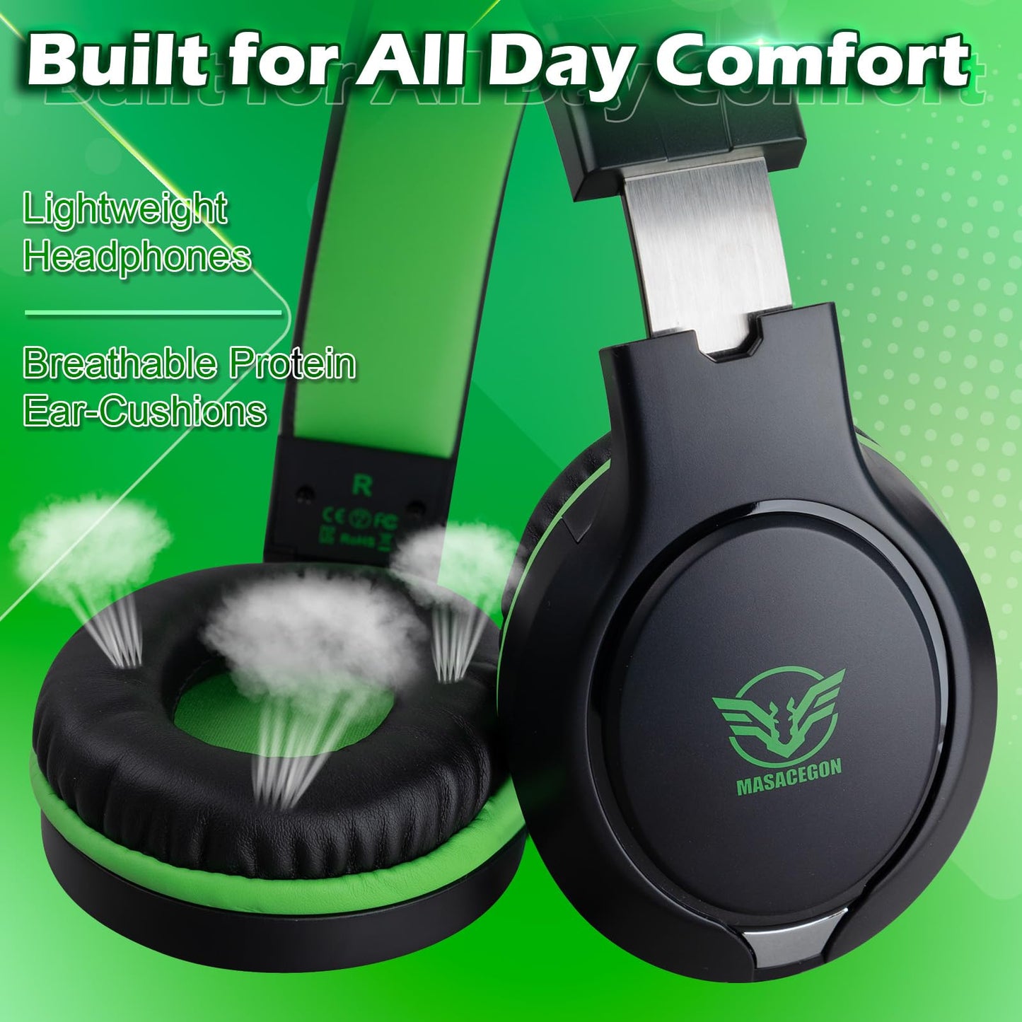 H-10 Gaming Headset for PS4, Xbox One, PC, PS5, Nintendo Switch, Stereo Wired Noise Cancelling Over Ear Headphones with Mic for Kids Adults, Bass