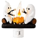 MXXT Ghost Campfire Night Light, Plug-in Wall Flickering Flame Nightlight, Halloween 3D Cute Spooky Marshmallow Ghost Decoration for Bedroom, Spooky