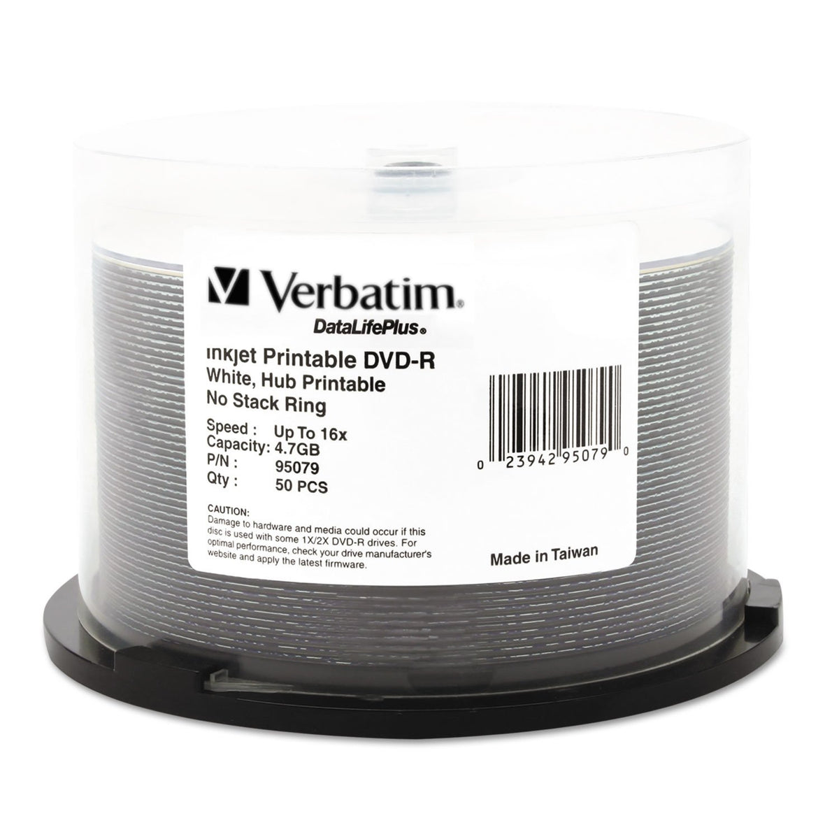 Verbatim DataLifePlus DVD-R 4.7GB 16X Hub Printable Discs, 50 Pack