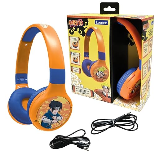 LEXiBOOK, Naruto, 2-in-1 Bluetooth & Wired Headphones with Microphone and Control Buttons, Foldable and Adjustable, Long-Lasting Rechargeable…