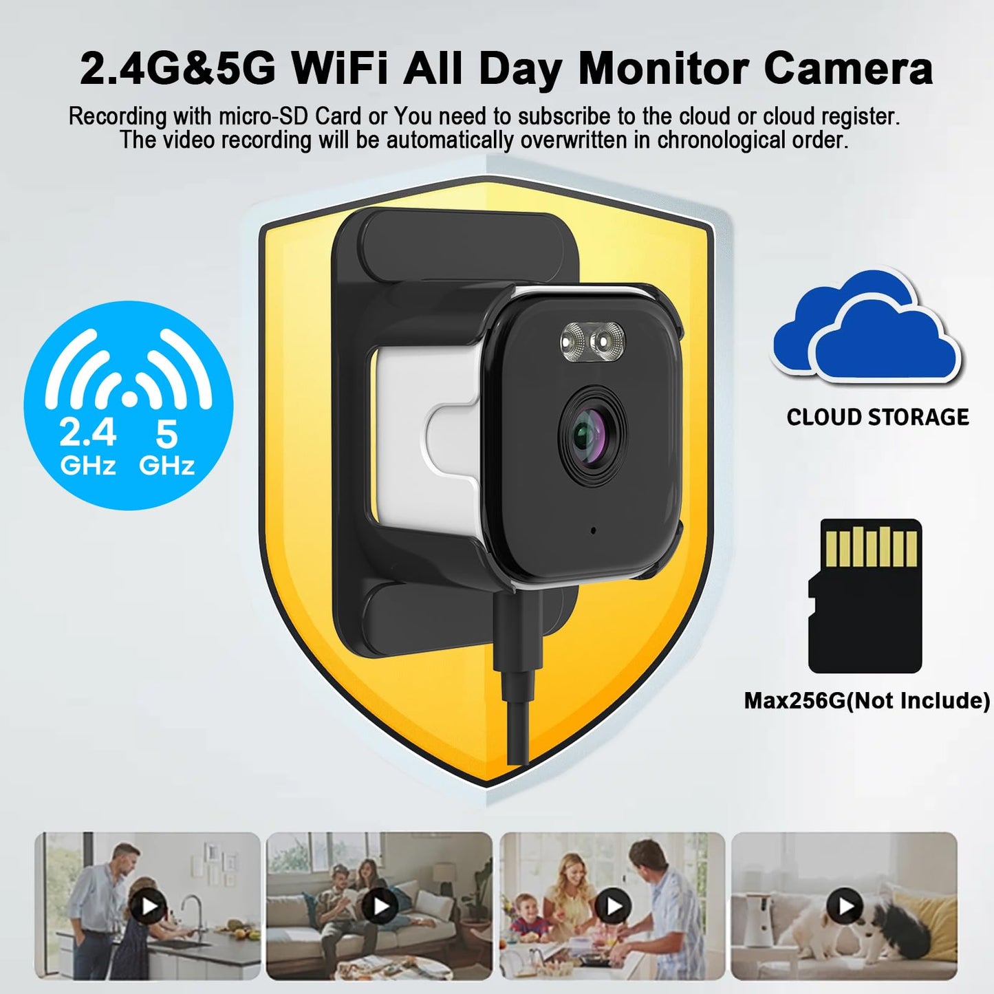 2K Window Cameras for Home Security, 2.4GHz & 5GHz WiFi Baby/Pet Camera with Phone APP, BlackLight Color Night Vision Indoor/ Outdoor View Camera