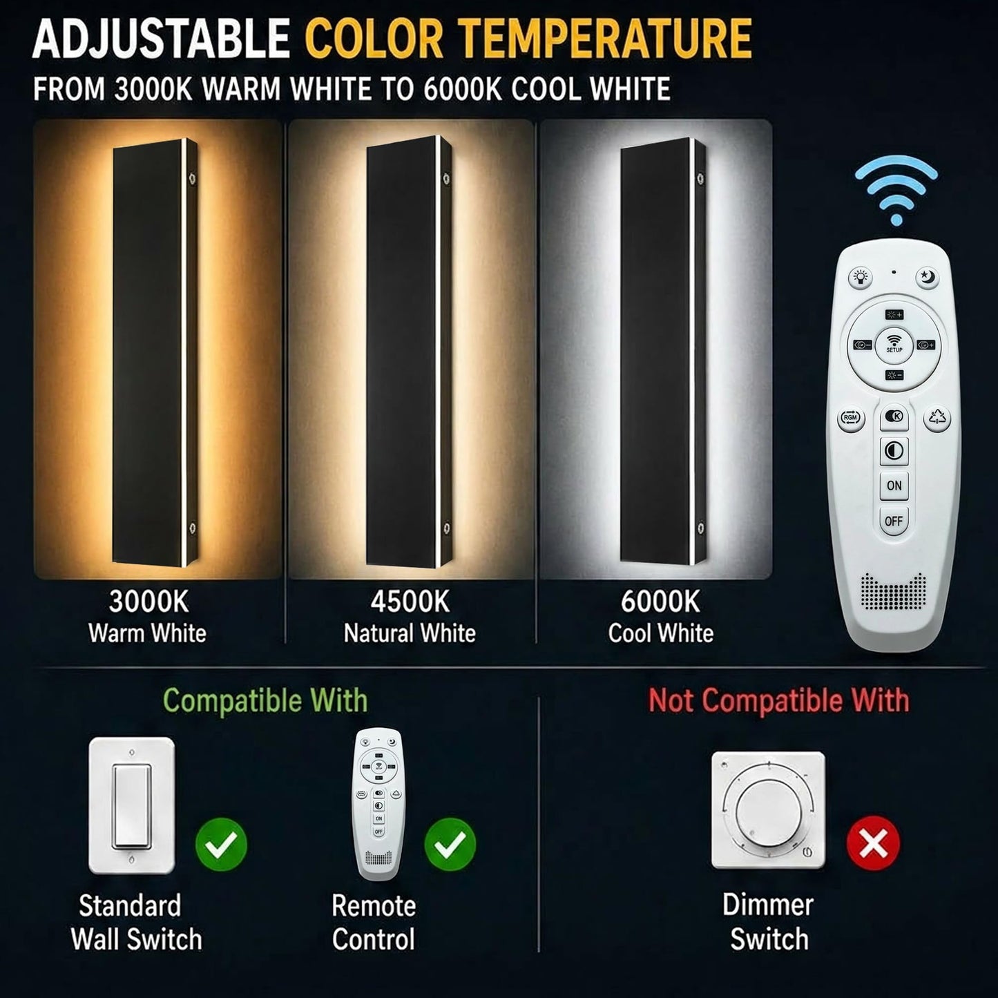 Levxhotty Upgraded 31inch 2pcs Modern Outdoor Wall Light,4.33 Inch Wide Dimmable Linear Outdoor Wall Sconce Waterproof Ip65,Black LED Long Outdoor