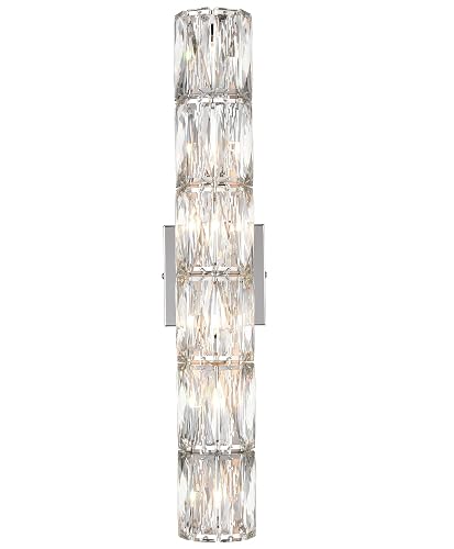 SAMTEEN Chrome Crystal Wall Sconce Contemporary 6-Light Crystal Sconces Wall Lighting Modern Nickel Wall Sconce Clear Glass Wall Light Fixture
