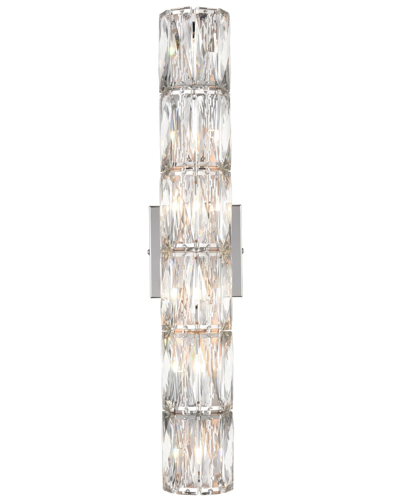 SAMTEEN Chrome Crystal Wall Sconce Contemporary 6-Light Crystal Sconces Wall Lighting Modern Nickel Wall Sconce Clear Glass Wall Light Fixture