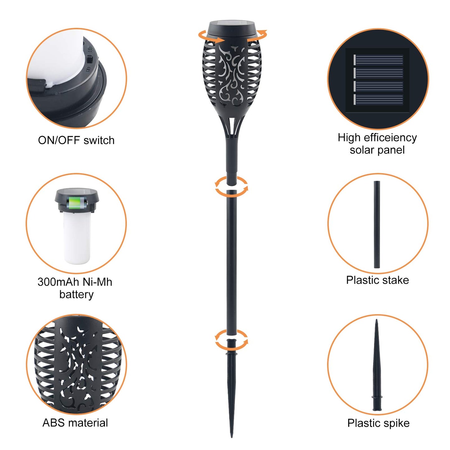 Permande 16 Pack Upgraded Solar Lights Outdoor, Mini Solar Torch Lights with Flickering Flames, Waterproof Landscape Decoration Dancing Flame Lights