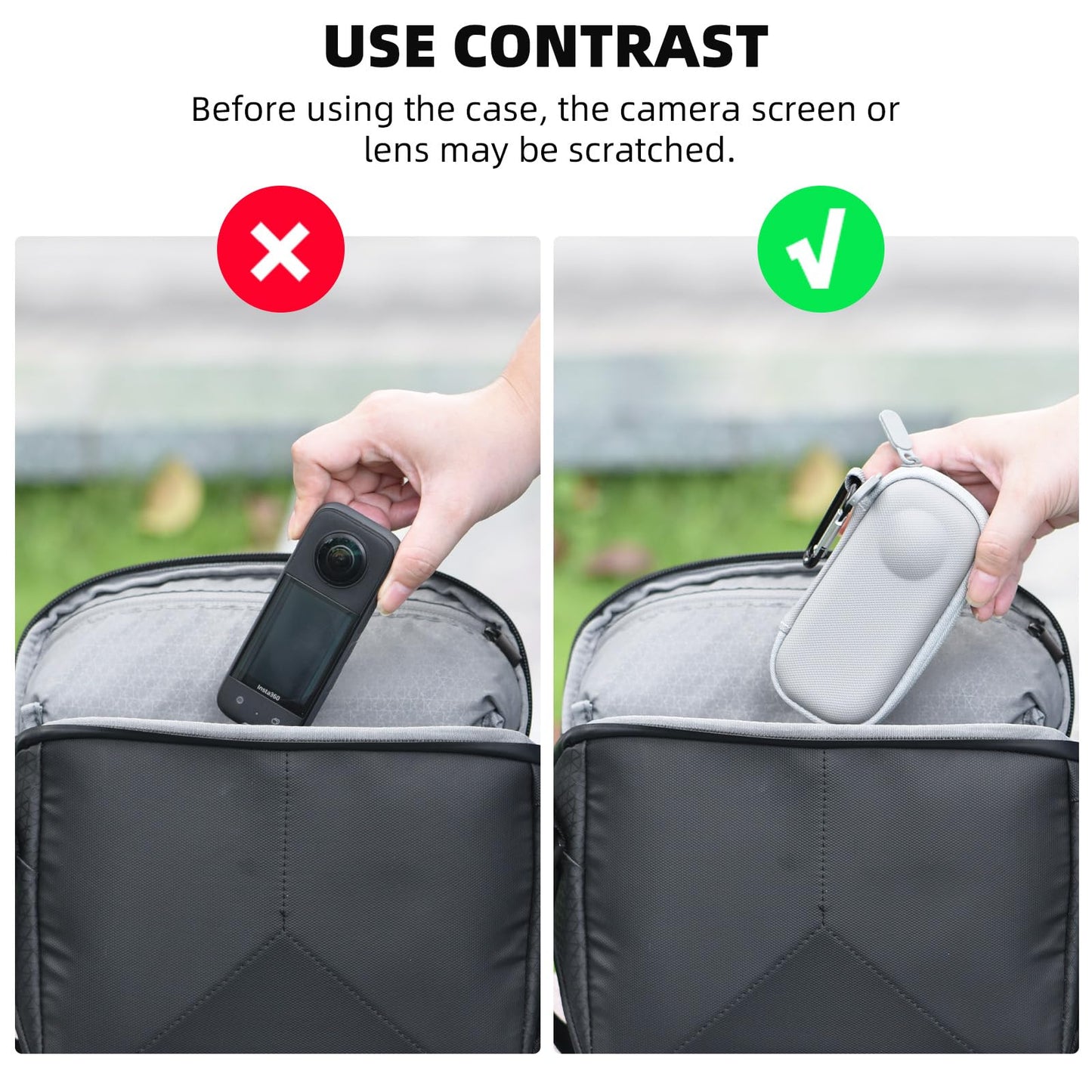 BRDRC Carrying Case for Insta360 X3, Portable Storage Bag Lens Protective Cover Hard Shell Protector Travel Case with wrist strap for Insta360 ONE X