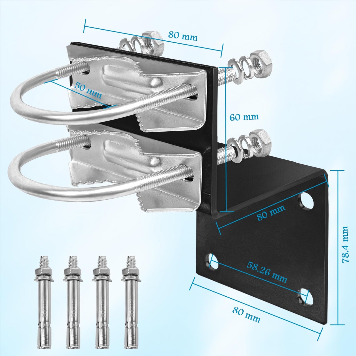 XRDS-RF Antenna Mounting Pole 16 inch, Heavy Duty 16'' Antenna Pole Universal Weather Proof Pole Mount Bracket for Outdoor Antenna