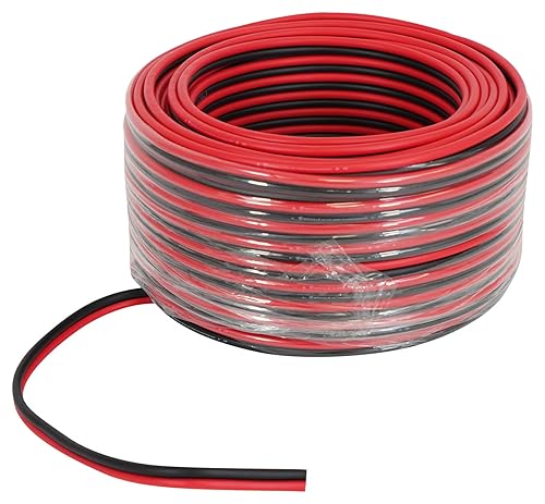 Rockville RED 14G100 14 Gauge 100 Ft Speaker Wire, 100% OFC Copper, Flexible PVC Jacket, Red Insulation, for Car Audio and Home Theater
