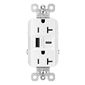 Legrand Pass & Seymour TR20USBAC6W 20 Amp Tamper-Resistant Heavy-Duty Specification Grade Decorator Duplex Receptacle Outlet with Ultra Fast USB A/C