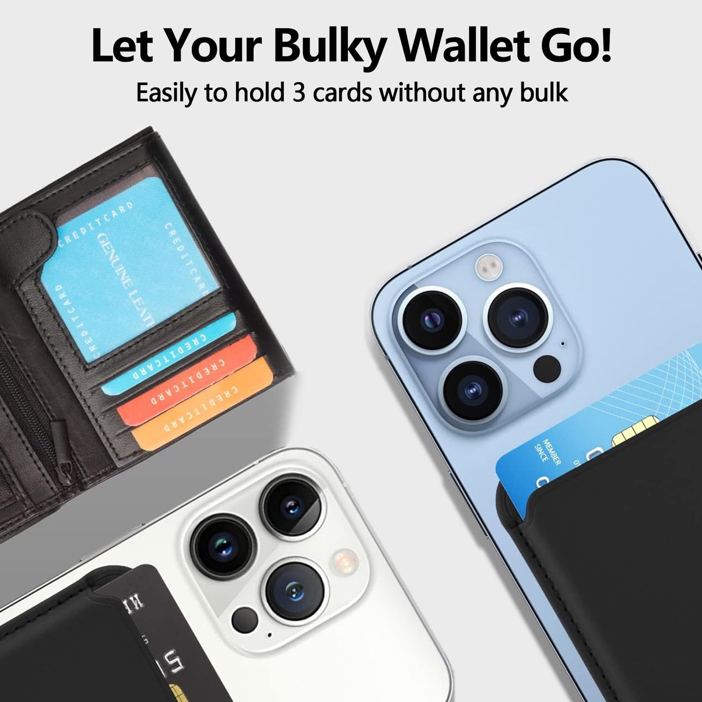 Custom Magnetic Card Wallet for Apple, Personalized Magnetic Leather Card Holder Wallet for iPhone 16/15/14/13/12 Pro/Pro Max/Plus/Mini, Customized