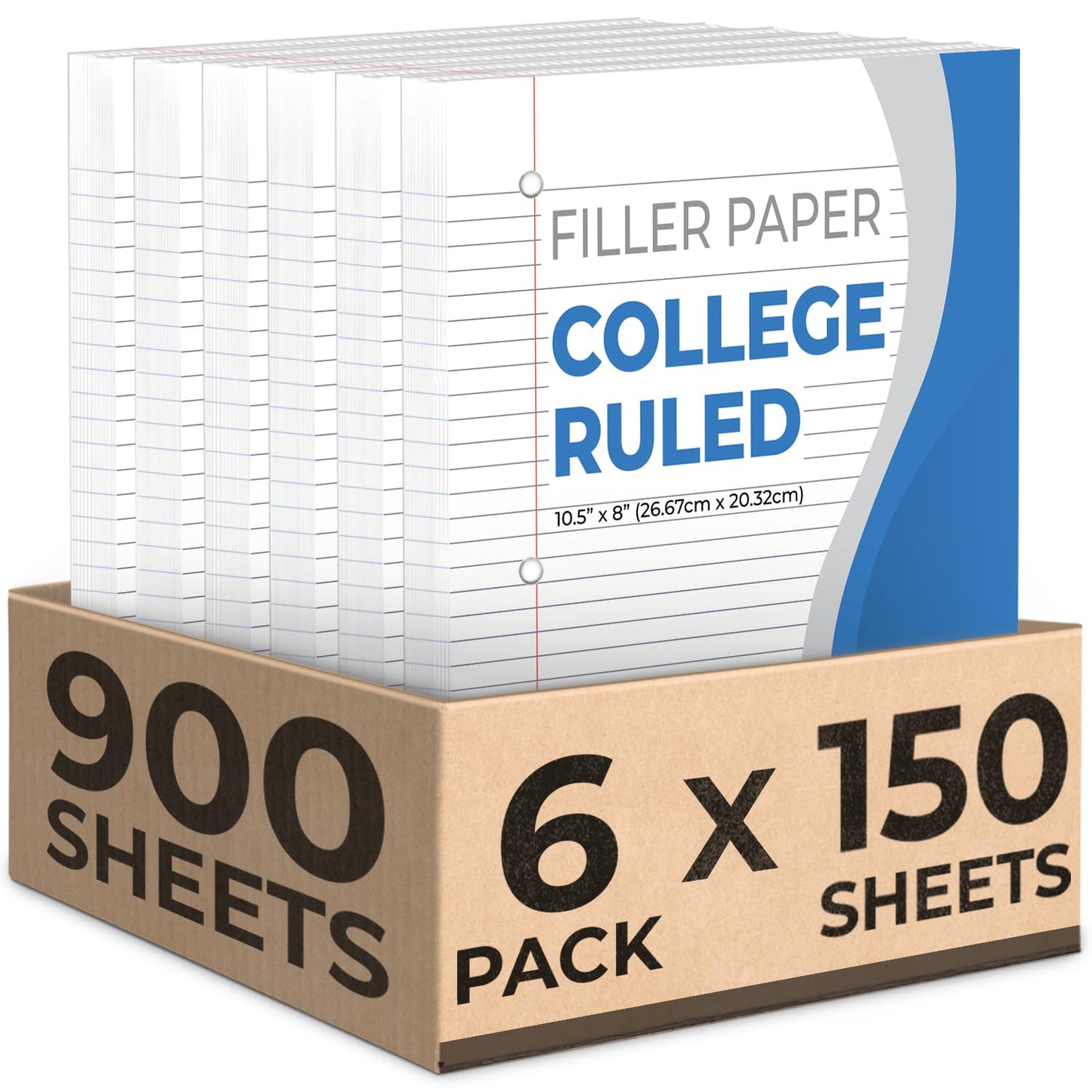Rosmonde 900 Sheets Loose Leaf Paper, 6 Pack, College Ruled Filler Paper