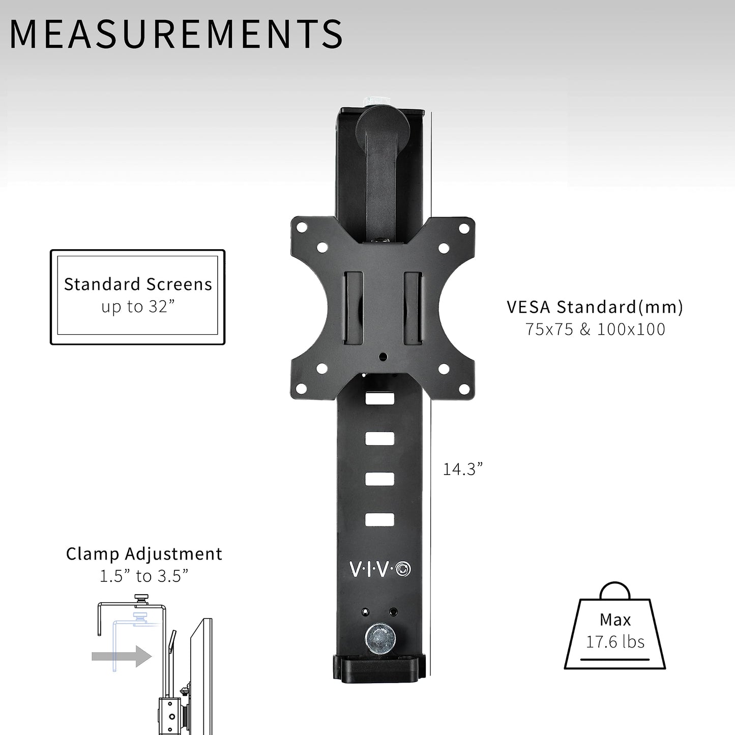 VIVO Black Office Cubicle Bracket VESA Monitor Mount Stand Hanger Attachment Adjustable Clamp for 17 to 32 inch Screen (Mount-CUB1)