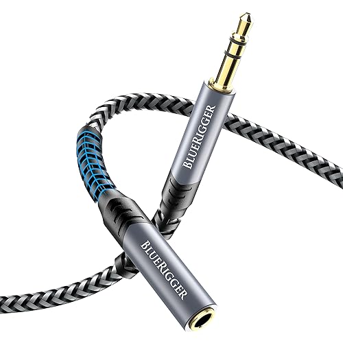 BlueRigger Headphone Extension Cable (3FT, 24K Gold Plated Jack, Hi-Fi Sound, 3.5mm Male to Female Stereo Audio Cable) - Aux Cord for iPod, Laptops