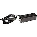 MagTek 21040145 SureSwipe Dual Head Triple Track Magnetic Stripe Card Reader with 6' USB Interface Cable, 60 in/s Swipe Speed, 5V, Black