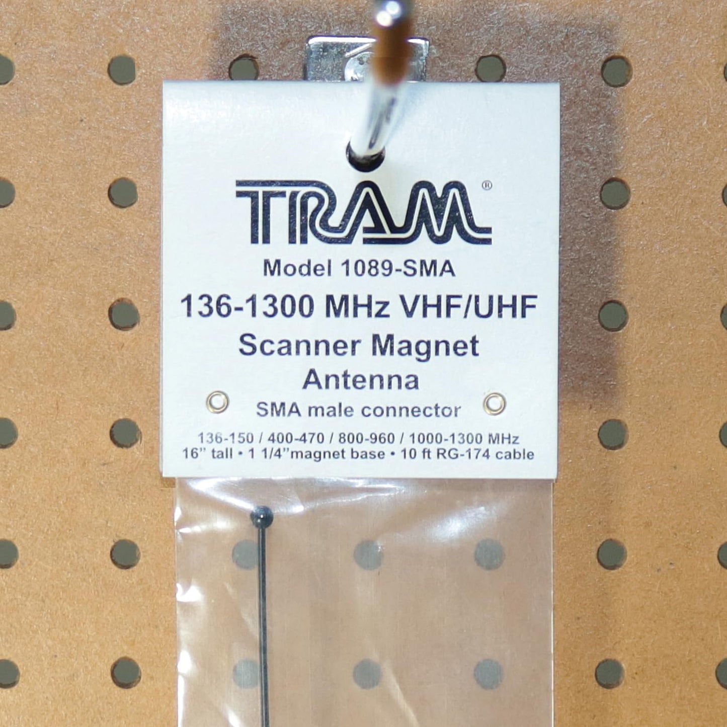 Tram® Scanner Mini-Magnet Antenna VHF/UHF/800-MHz to 1,300-MHz with SMA-Male Connector
