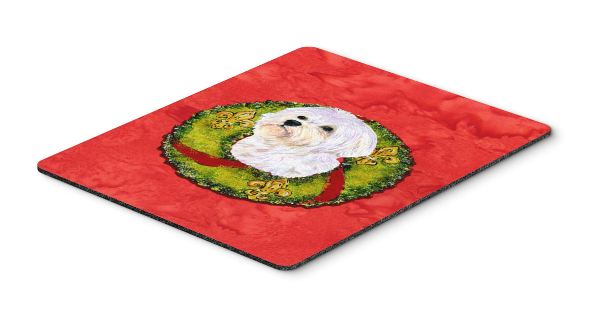 Caroline's Treasures SS4171MP Maltese Cristmas Wreath Mouse Pad, Hot Pad or Trivet for Home Office Gaming Working Computers Laptop Mouse Mat,Washable