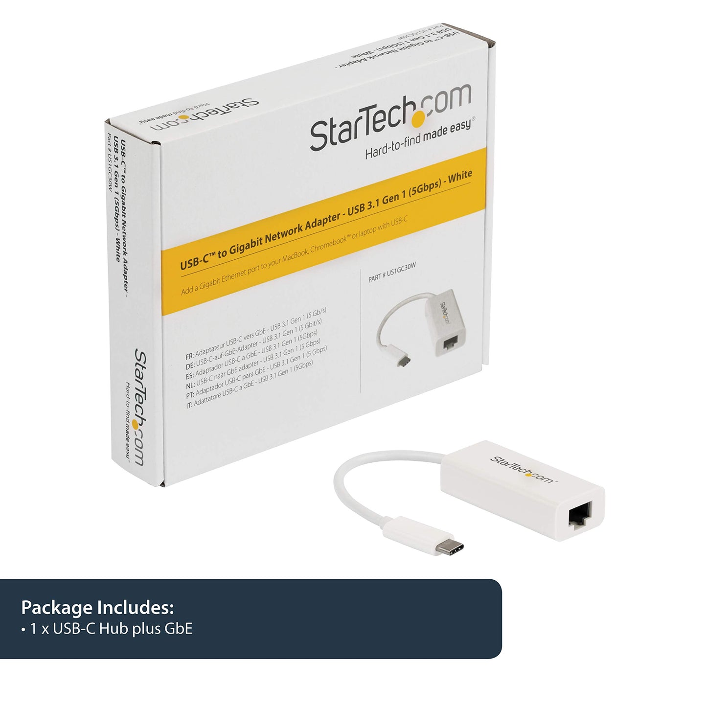 StarTech USB-C to Gigabit Ethernet Adapter, RJ45 LAN Network Converter