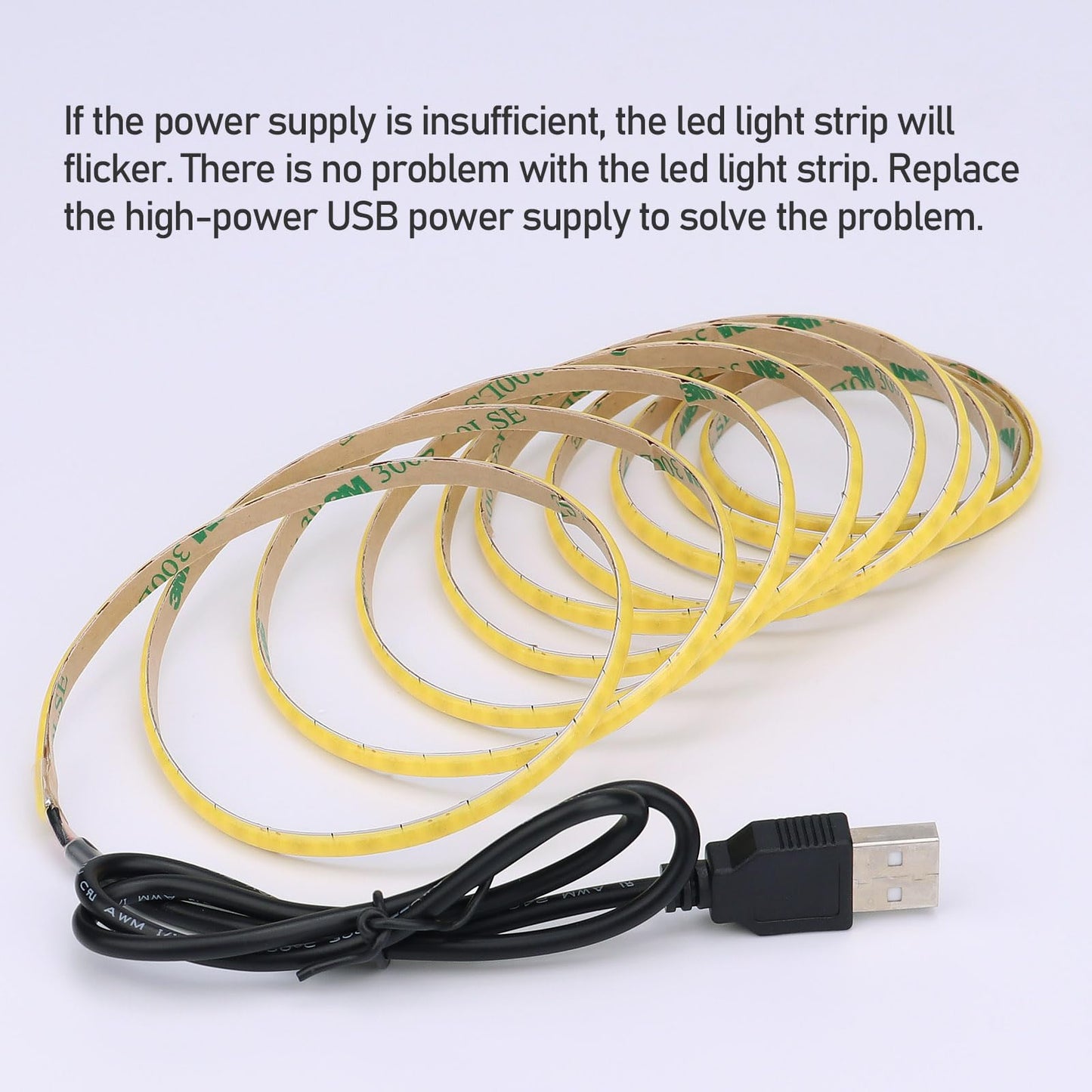GOMING 5V COB USB LED Strip Light Natural White 4000K 5mm Width USB Powered 13.12ft/4M 400LEDs/M Flexible High Brightness IP20 Not Waterproof LED Tape