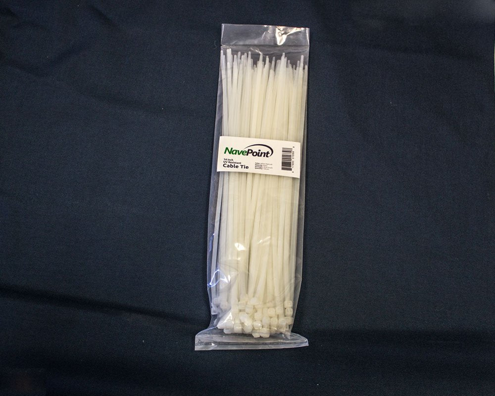 NavePoint 14 Inch Nylon Cable Wire Zip Tie 50 lbs - Natural White 100 Pack Lot Pcs Qty