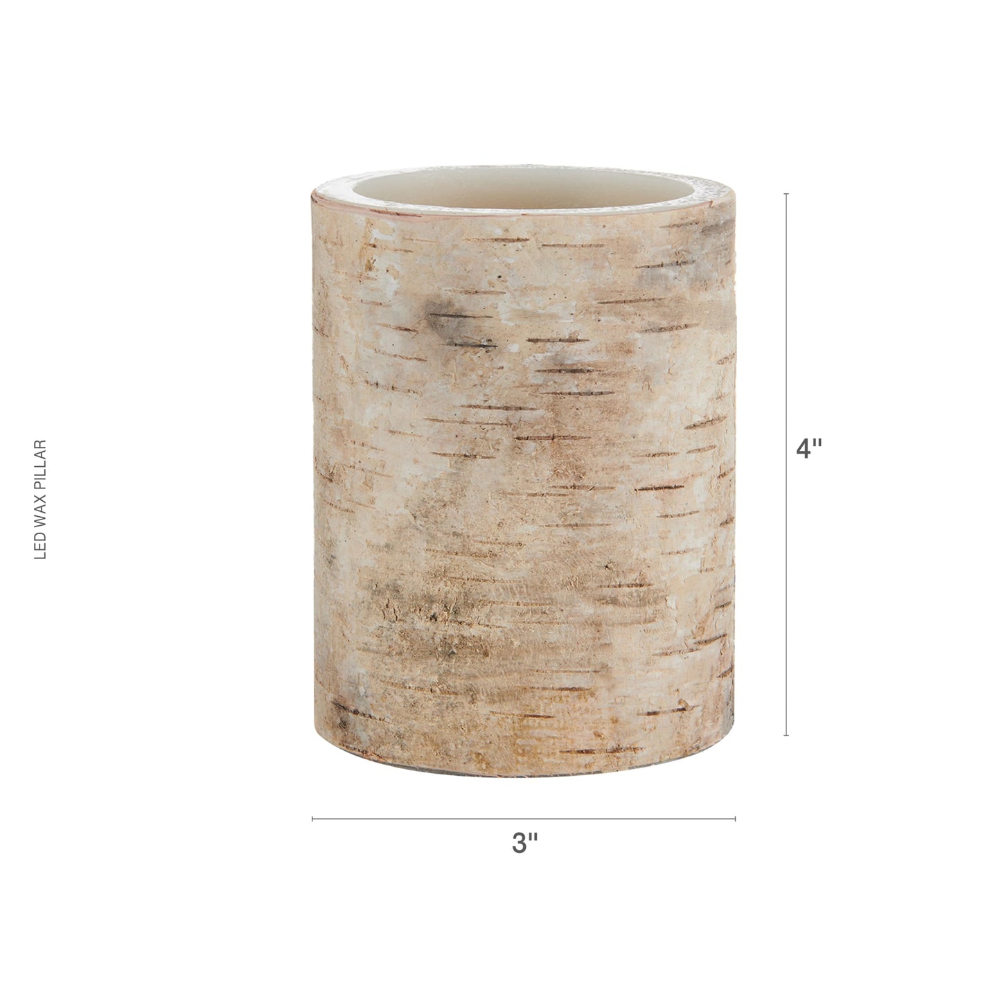 Mikasa Birch Look Wax LED Flameless Pillar Candle, Centerpiece, Wedding Decor, Holiday Decorating