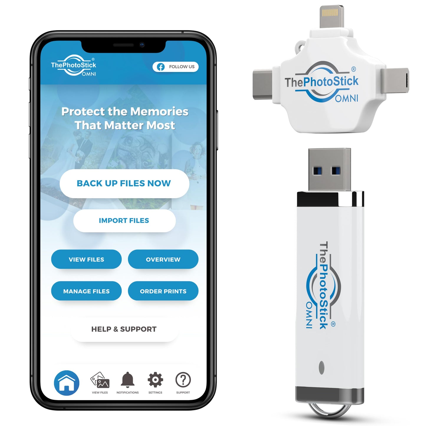 ThePhotoStick® Omni 32GB + Protective Case | Secure Photo & Video Backup and Transfer | Digital File Organization | USB & Multiport Connection