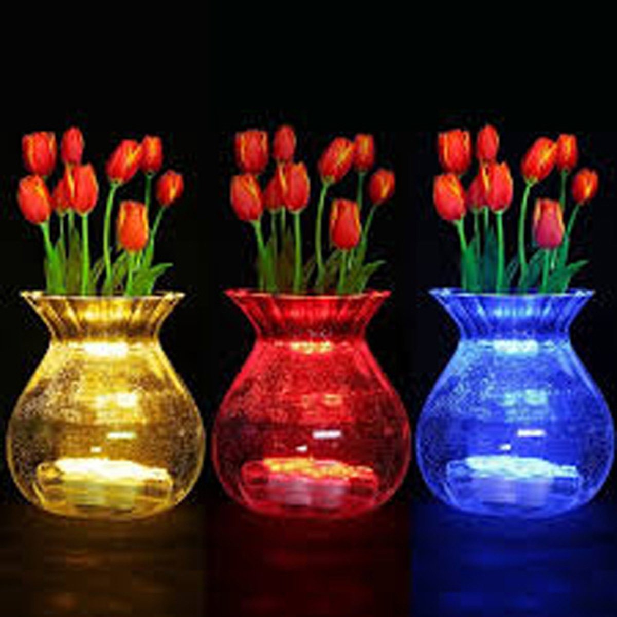 JYtrend Bright LED Floral Tea Light Vase Submersible Lights for Party Wedding (Red, 30 Pack)